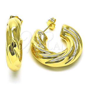 Argolla Mediana 02.163.0290.30 Oro Laminado, Diseño de Hueco y Torcido, Pulido, Tono Dorado