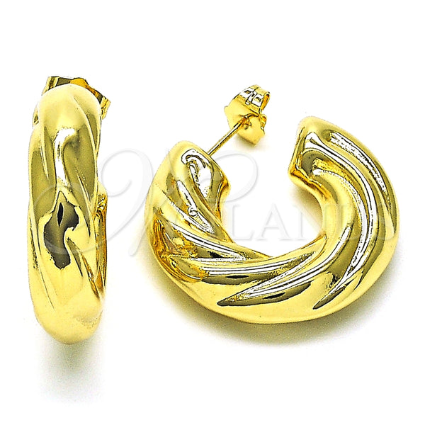 Argolla Mediana 02.163.0290.30 Oro Laminado, Diseño de Hueco y Torcido, Pulido, Tono Dorado