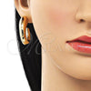 Arete Dormilona 02.163.0291 Oro Laminado, Diseño de Hueco, Pulido, Tono Dorado