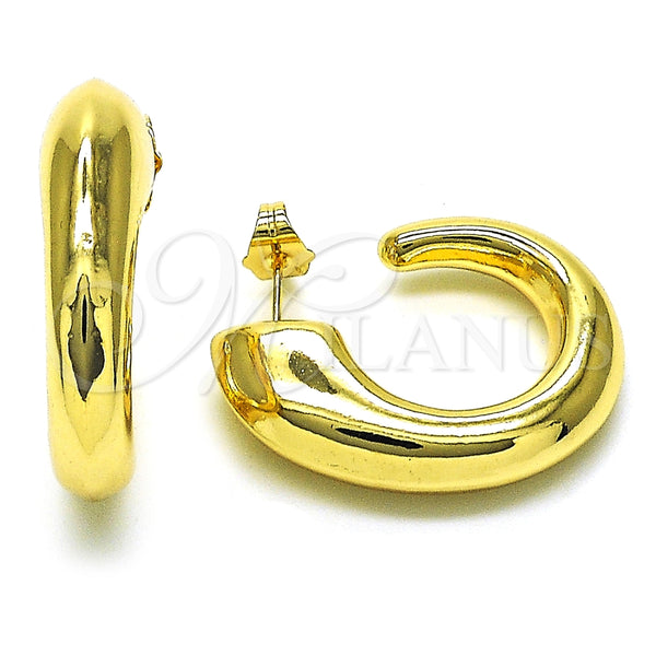 Arete Dormilona 02.163.0291 Oro Laminado, Diseño de Hueco, Pulido, Tono Dorado