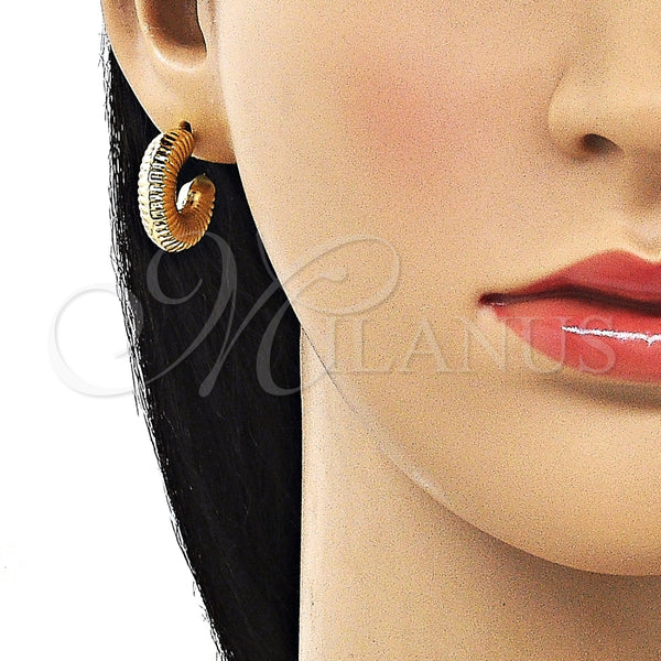 Argolla Pequeña 02.163.0292.20 Oro Laminado, Diseño de Hueco, Diamantado, Tono Dorado