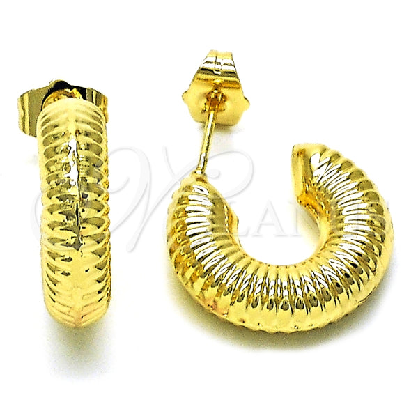 Argolla Pequeña 02.163.0292.20 Oro Laminado, Diseño de Hueco, Diamantado, Tono Dorado