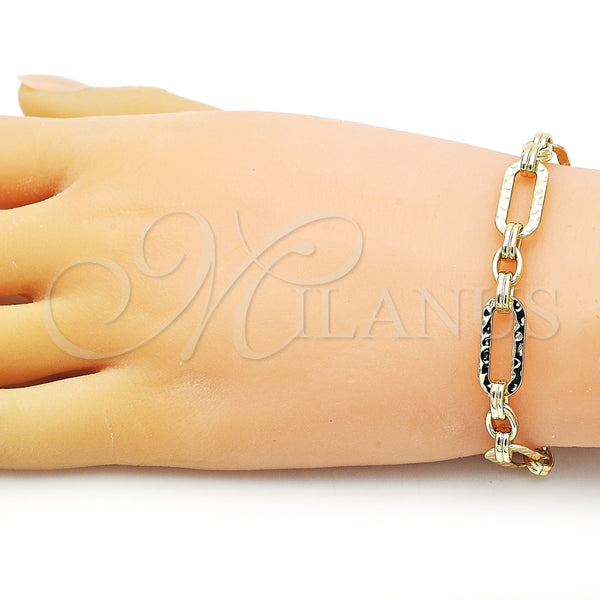 Pulsera Elegante 03.213.0237.07 Oro Laminado, Diseño de Paperclip, Pulido, Tono Dorado (08 MM Thickness, 7 Inches Length)