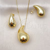 Juego de Arete y Dije de Adulto 10.368.0002 Oro Laminado, Diseño de Hueco y Gota, Pulido, Tono Dorado