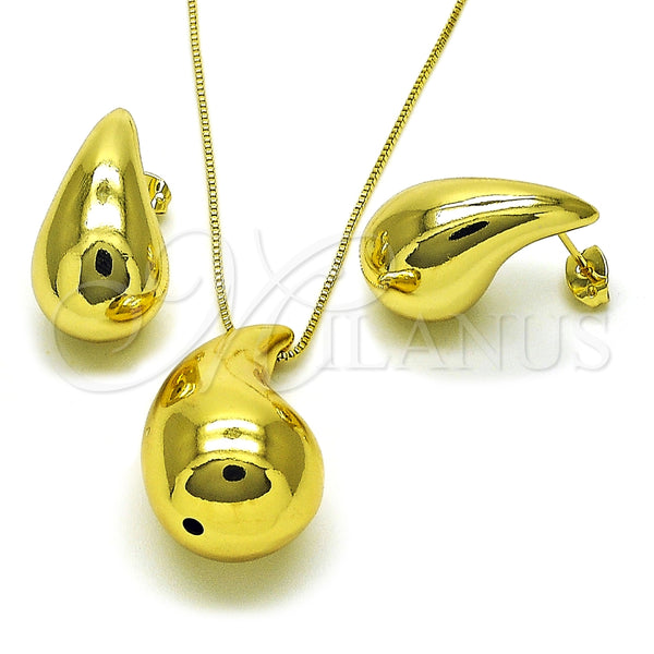 Juego de Arete y Dije de Adulto 10.368.0002 Oro Laminado, Diseño de Hueco y Gota, Pulido, Tono Dorado