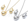 Juego de Arete y Dije de Adulto 10.368.0002 Oro Laminado, Diseño de Hueco y Gota, Pulido, Tono Dorado