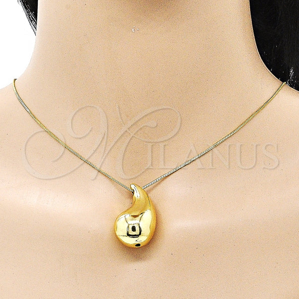 Collares con Dije 04.368.0011.18 Oro Laminado, Diseño de Gota, Pulido, Tono Dorado (01 MM Thickness, 18 Inches Length)