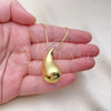 Collares con Dije 04.368.0011.18 Oro Laminado, Diseño de Gota, Pulido, Tono Dorado (01 MM Thickness, 18 Inches Length)