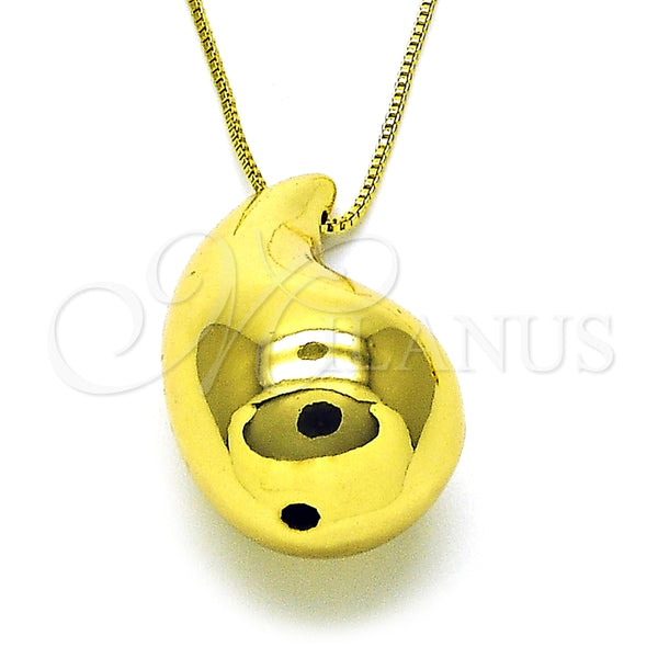 Collares con Dije 04.368.0011.18 Oro Laminado, Diseño de Gota, Pulido, Tono Dorado (01 MM Thickness, 18 Inches Length)
