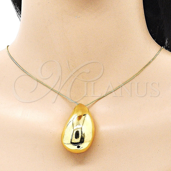 Collares con Dije 04.368.0012.18 Oro Laminado, Diseño de Gota, Pulido, Tono Dorado (01 MM Thickness, 18 Inches Length)