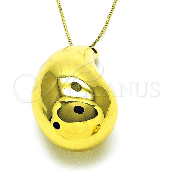 Collares con Dije 04.368.0012.18 Oro Laminado, Diseño de Gota, Pulido, Tono Dorado (01 MM Thickness, 18 Inches Length)