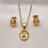 Juego de Arete y Dije de Adulto 10.342.0156 Oro Laminado, Diseño de Puff Mariner, Pulido, Tono Dorado