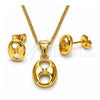 Juego de Arete y Dije de Adulto 10.342.0156 Oro Laminado, Diseño de Puff Mariner, Pulido, Tono Dorado