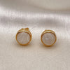 Arete Dormilona 02.342.0311 Oro Laminado, Diseño de Bola, con Blanca Opal, Pulido, Tono Dorado