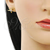 Arete Dormilona 02.342.0318 Oro Laminado, Diseño de Pajaro, con Blanca Zirconia Cubica and Blanca Micro Pave, Pulido, Tono Dorado