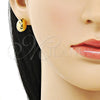 Arete Dormilona 02.342.0319 Oro Laminado, Diseño de Bola, Pulido, Tono Dorado