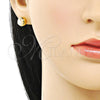 Arete Dormilona 02.342.0320 Oro Laminado, Diseño de Bola, con Perla Marfil, Pulido, Tono Dorado
