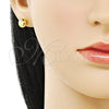 Arete Dormilona 02.342.0322 Oro Laminado, Diseño de Bola y Hueco, Pulido, Tono Dorado