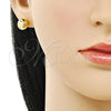 Arete Dormilona 02.342.0323 Oro Laminado, Diseño de Bola y Hueco, Pulido, Tono Dorado