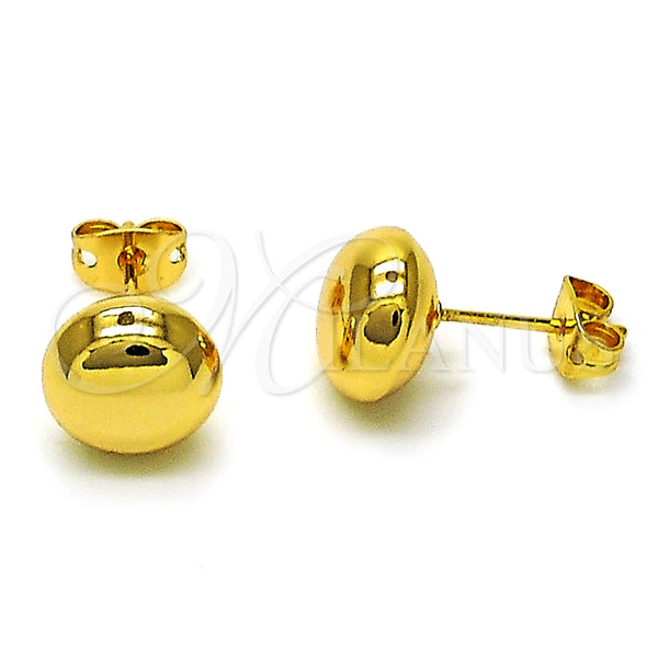 Arete Dormilona 02.342.0323 Oro Laminado, Diseño de Bola y Hueco, Pulido, Tono Dorado