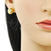 Arete Dormilona 02.342.0324 Oro Laminado, Diseño de Bola y Hueco, Pulido, Tono Dorado