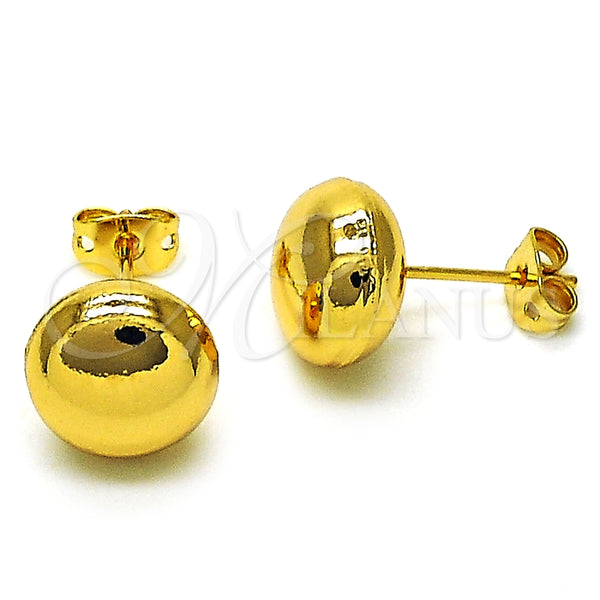 Arete Dormilona 02.342.0324 Oro Laminado, Diseño de Bola y Hueco, Pulido, Tono Dorado