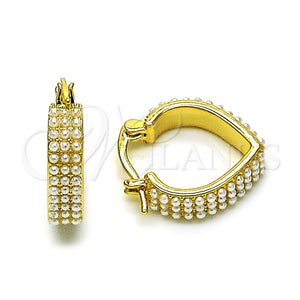 Argolla Pequeña 02.379.0080.16 Oro Laminado, Diseño de Corazón, con Marfil Perla, Pulido, Tono Dorado