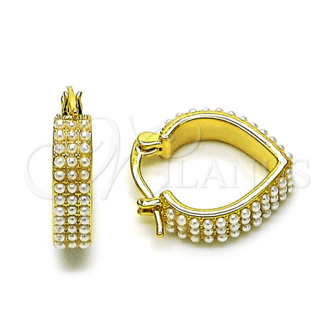 Argolla Pequeña 02.379.0080.16 Oro Laminado, Diseño de Corazón, con Marfil Perla, Pulido, Tono Dorado