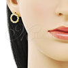 Arete Dormilona 02.379.0085 Oro Laminado, Diseño de Torcido, con Marfil Perla, Pulido, Tono Dorado