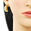 Arete Dormilona 02.213.0593 Oro Laminado, Diseño de Torcido, Pulido, Tono Dorado