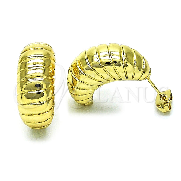 Arete Dormilona 02.213.0593 Oro Laminado, Diseño de Torcido, Pulido, Tono Dorado