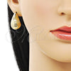 Arete Dormilona 02.213.0597 Oro Laminado, Diseño de Gota, Diamantado, Tono Dorado