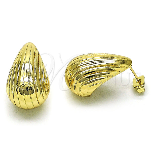 Arete Dormilona 02.213.0597 Oro Laminado, Diseño de Gota, Diamantado, Tono Dorado