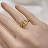 Anillo Multi Piedra 01.341.0125 Oro Laminado, Diseño de Puff Mariner, con Blanca Micro Pave, Pulido, Tono Dorado (One size fits all)