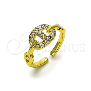 Anillo Multi Piedra 01.341.0125 Oro Laminado, Diseño de Puff Mariner, con Blanca Micro Pave, Pulido, Tono Dorado (One size fits all)