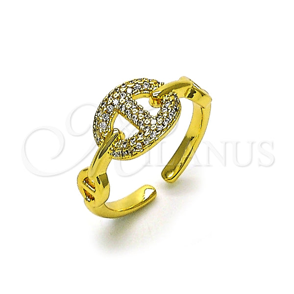 Anillo Multi Piedra 01.341.0125 Oro Laminado, Diseño de Puff Mariner, con Blanca Micro Pave, Pulido, Tono Dorado (One size fits all)