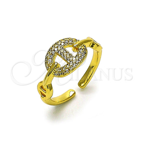 Anillo Multi Piedra 01.341.0125 Oro Laminado, Diseño de Puff Mariner, con Blanca Micro Pave, Pulido, Tono Dorado (One size fits all)