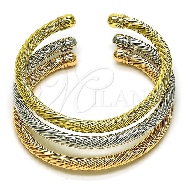 Aro Trio 07.170.0076 Oro Laminado, Diseño de Torcido, Pulido, Tres Tonos (Grosor 05 MM, Talla Unica)