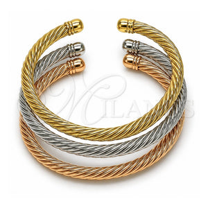 Aro Trio 07.170.0076 Oro Laminado, Diseño de Torcido, Pulido, Tres Tonos (Grosor 05 MM, Talla Unica)