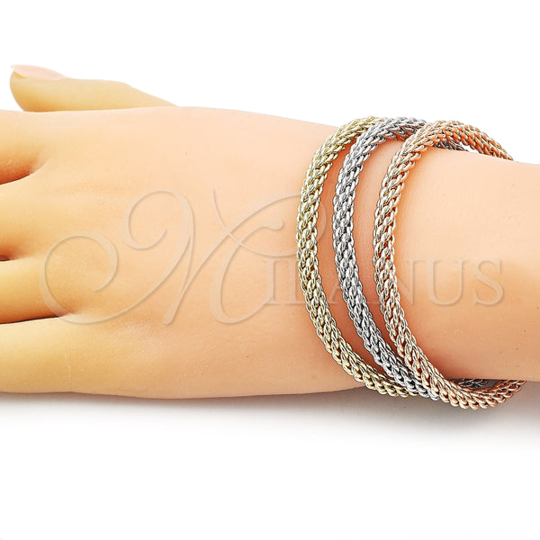 Aro Trio 07.170.0012 Oro Laminado, Diseño de Torcido y Rope, Pulido, Tres Tonos (05 MM Thickness, One size fits all)