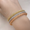 Aro Trio 07.170.0012 Oro Laminado, Diseño de Torcido y Rope, Pulido, Tres Tonos (05 MM Thickness, One size fits all)