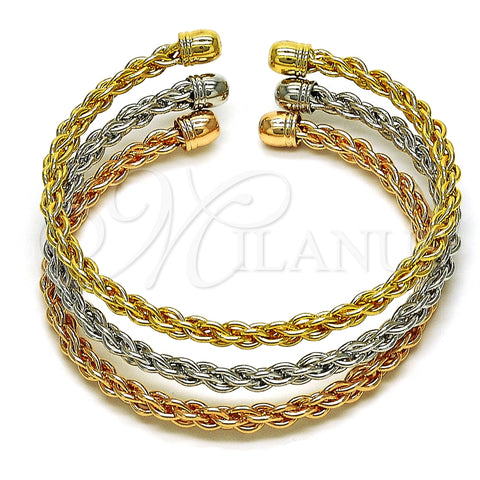 Aro Trio 07.170.0015 Oro Laminado, Diseño de Torcido, Pulido, Tres Tonos (05 MM Thickness, One size fits all)
