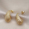 Arete Dormilona 02.163.0294 Oro Laminado, Diseño de Gota, Diamantado, Tono Dorado