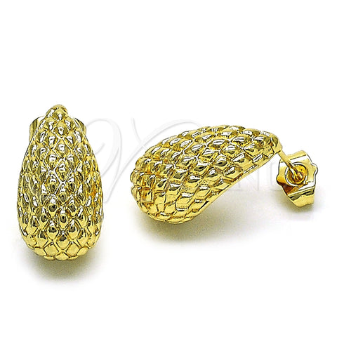 Arete Dormilona 02.163.0294 Oro Laminado, Diseño de Gota, Diamantado, Tono Dorado