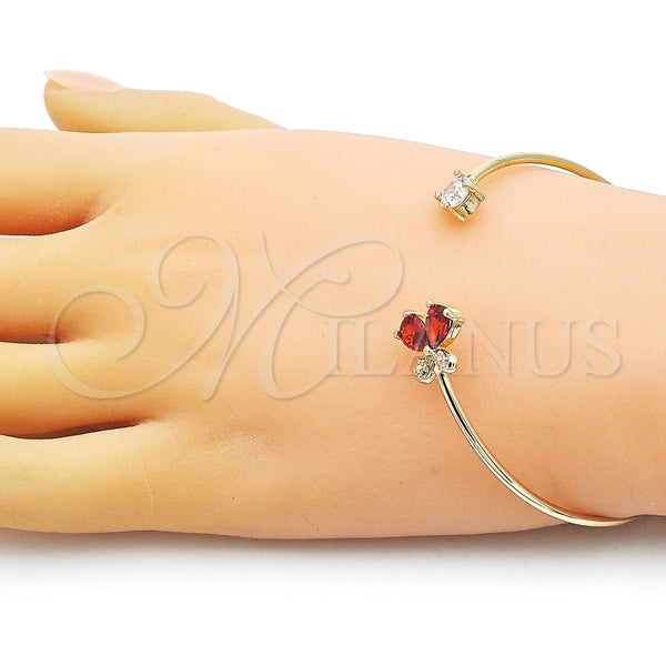 Aro Individual 07.195.0015 Oro Laminado, Diseño de Mariposa, con Granate and Blanca Zirconia Cubica, Pulido, Tono Dorado (02 MM Thickness, One size fits all)