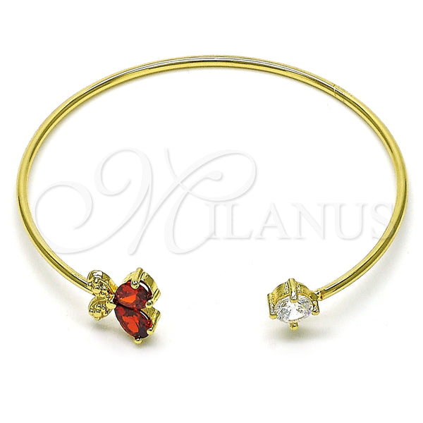 Aro Individual 07.195.0015 Oro Laminado, Diseño de Mariposa, con Granate and Blanca Zirconia Cubica, Pulido, Tono Dorado (02 MM Thickness, One size fits all)