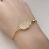Aro Individual 07.195.0016 Oro Laminado, Diseño de Mano de Dios, con Blanca Micro Pave, Pulido, Tono Dorado (02 MM Thickness, One size fits all)