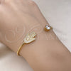 Aro Individual 07.195.0017 Oro Laminado, Diseño de Mano de Dios, con Blanca Micro Pave and Blanca Zirconia Cubica, Pulido, Tono Dorado (02 MM Thickness, One size fits all)