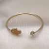 Aro Individual 07.195.0017 Oro Laminado, Diseño de Mano de Dios, con Blanca Micro Pave and Blanca Zirconia Cubica, Pulido, Tono Dorado (02 MM Thickness, One size fits all)