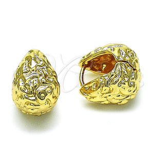 Argolla Huggie 02.195.0259.15 Oro Laminado, Diseño de Gota, Pulido, Tono Dorado